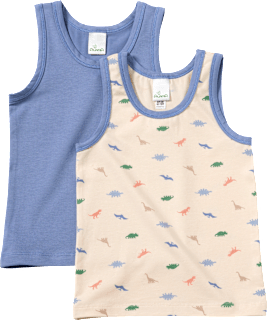 Unterhemden mit Dino-Muster, blau + beige, Gr. 122/128 ALANA