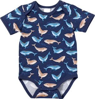 Body Kurzarm Pro Climate mit Wal-Muster, blau, Gr. 98/104 ALANA