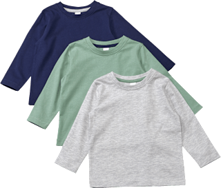 Langarmshirts, grau + blau + grün, Gr. 110 ALANA