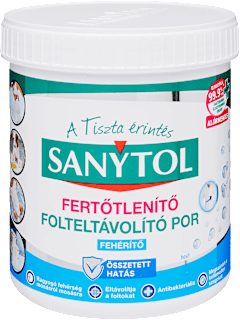 Fertőtlenítő és folteltávolító fehérítő por SANYTOL