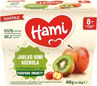 Ovocný príkrm 100% ovocie - jablko, kivi a acerola Hami