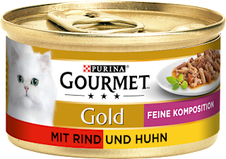 Nassfutter Katze Gold mit Rind und Huhn Purina Gourmet