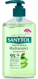Antibakteriálne hydratujúce tekuté mydlo Aloe vera & Zelený čaj SANYTOL