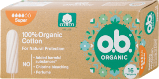 100 % Organic Cotton tampóny Super o.b.