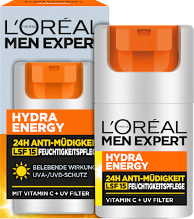 Gesichtscreme Hydra Energy, Feuchtigkeitspflege mit Vitamin C, 24h Anti-Müdigkeit LSF 15 L'ORÉAL PARiS MEN EXPERT