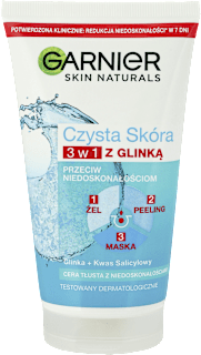 3w1 Żel oczyszczający + Peeling + Maska przeciw niedoskonałościom GARNIER