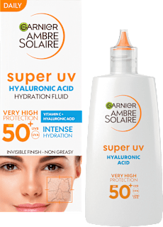 Слънцезащитен флуид за лице Super UV с хиалуронова киселина, SPF 50+ GARNIER AMBRE SOLAIRE