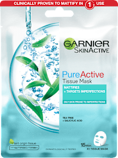 Maschera in tessuto SKINACTIVE PureActive opacizzante + anti-imperfezioni GARNIER SKIN ACTIVE