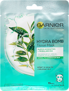 Шийт маска за лице със зелен чай и хиалуронова киселина Hydra Bomb GARNIER SKIN NATURALS