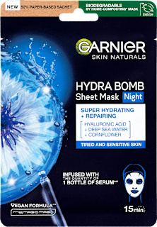 noční textilní pleťová maska Moisture Bomb GARNIER SKIN NATURALS