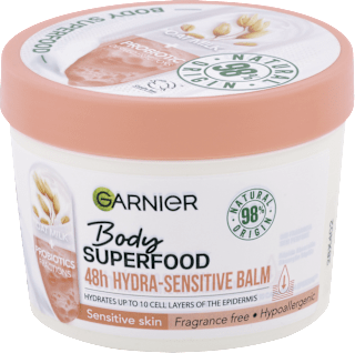 Hydratačný telový balzam Body Superfood 48h ovsené mlieko + probiotiká GARNIER Body