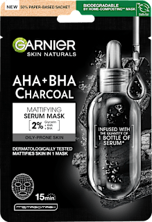 Sťahujúca textilná pleťová maska Pure Charcoal s výťažkom z čiernych rias GARNIER SKIN NATURALS