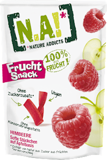 Trockenfrüchte, Fruchtsnack Himbeere, Softe Stückchen auf Apfelbasis N.A!