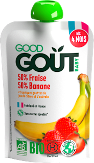 BIO ovocný příkrm v sáčku jahoda a banán Good Gout