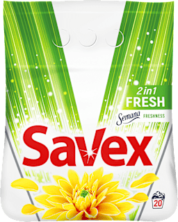 Прахообразен перилен препарат за цветни и бели тъкани Fresh 2in1, 20 пранета Savex