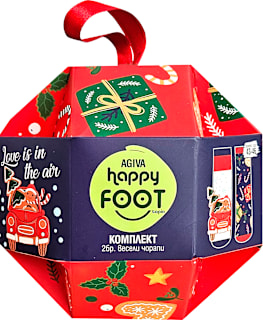 Kоледни чорапи, червена декорация, размер 35-38 happy FOOTtopia