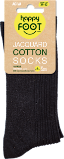 Жакардови памучни чорапи, черни, размер 39-42 happy FOOTtopia