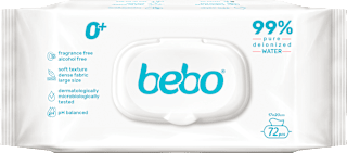 Влажни кърпи с 99% вода (0+ месеца) bebo