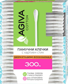 Биоразградими памучни клечки за уши AGIVA