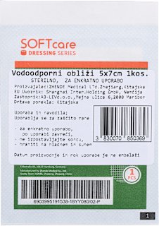 Vodoodporen obliž 5x7 cm, sterilen, za enkratno uporabo SOFTCARE