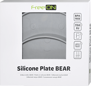 Silikonski krožnik BEAR, siv FreeON