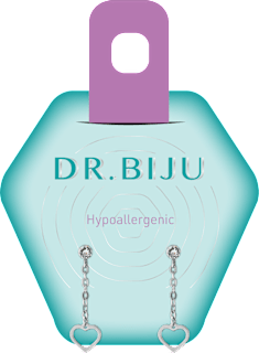 Hipoalergene naušnice drop heart DR. BIJU