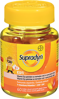 Prehransko dopolnilo z vitamini in minerali Kids, v obliki dražejev Supradyn