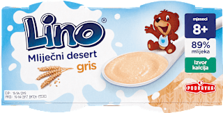 Mliječni desert – gris, 8 + mj.  Lino