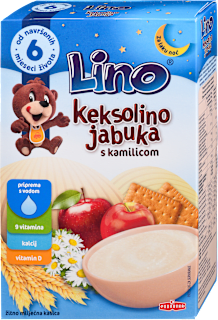 Žitno mlečna kašica Keksolino jabolko s kamilico, 6m+ Lino