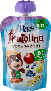 frutolino organska kašica - kruška, jabuka i borovnica sa ovsem, od 6. meseca Lino