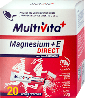 Direct Magnezij + vitamin E – okus brusnica Multivita