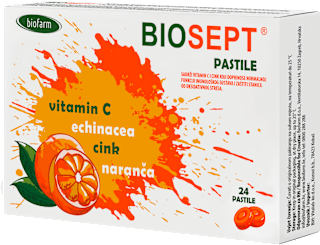 Biosept pastile za grlo – vitamin C, echinacea, naranča i cink biofarm