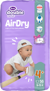 double care AirDry pelene 4+ maxi plus (9 – 15 kg) + vlažne maramice 40 kom. Violeta