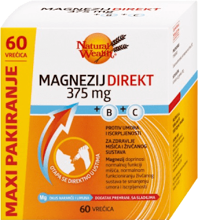 Magnezij Direkt 375 mg + B + C Natural Wealth