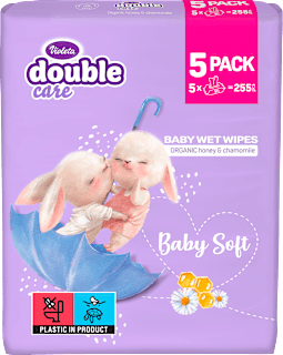double care Baby Soft vlažne maramice 5 PACK (5 x 51 kom.) Violeta