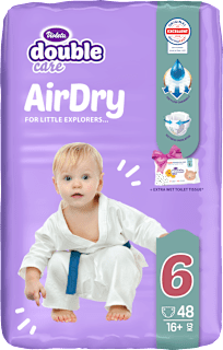 double care AirDry pelene junior plus (16+ kg) + KIDS vlažni toaletni papair 40 kom. Violeta
