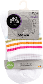 Socken Trend Crew weiß und pink, Gr. 35 - 38 (2 Paar) Legstra