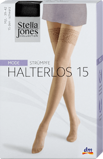 Strümpfe Mode Halterlos schwarz 15 DEN, Gr. 39-42 (M/L) (1 Paar) Stella Jones