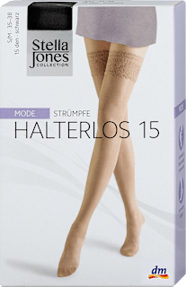 Mode samostojeće čarape Halterlos, 15 DEN, veličina S/M 35 – 38 – Crna, 1 par Stella Jones