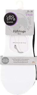 Füßlinge Basic weiß und schwarz, Größe 35 - 38, (2 Paar) Legstra
