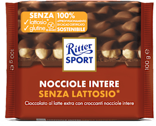 Cioccolato al latte extra con nocciole senza lattosio Ritter SPORT
