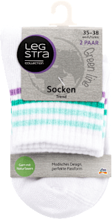 Socken Trend Crew weiß und türkis, Gr. 35 - 38 (2 Paar) Legstra