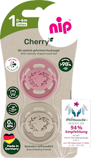 Schnuller Cherry rot/braun, Gr.1, 0-6 Monate Nip