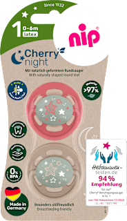 Schnuller cherry night rot/braun, Gr.1, 0-6 Monate Nip