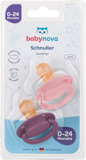 Suzete rotunde din latex cu inel 0-24 luni Baby-Nova