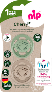 Schnuller Cherry mint/braun, Gr.1, 0-6 Monate  Nip