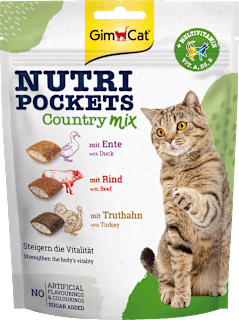 Katzenleckerli mit Ente, Rind & Truthahn, Nutri Pockets Country-Mix GimCat