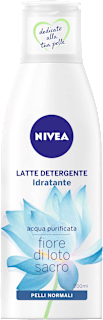Latte detergente idratante con acqua purificata e fiore di loto sacro NIVEA