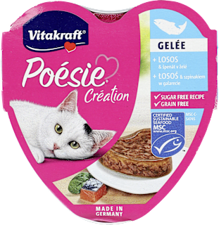 Mokra karma dla kota Poésie Création, łosoś ze szpinakiem w galarecie Vitakraft