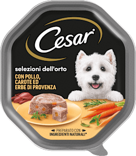 Cibo umido per cani con pollo, carote ed erbe di Provenza Selezioni dell'Orto Cesar